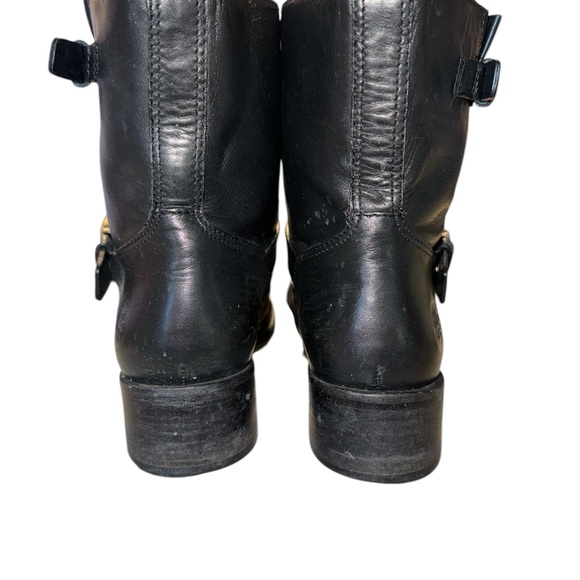 Tory Burch Bennie Wmn’s 8 Moto Black Leather Buckled Ankle Biker Riding Boots - Picture 5 of 9